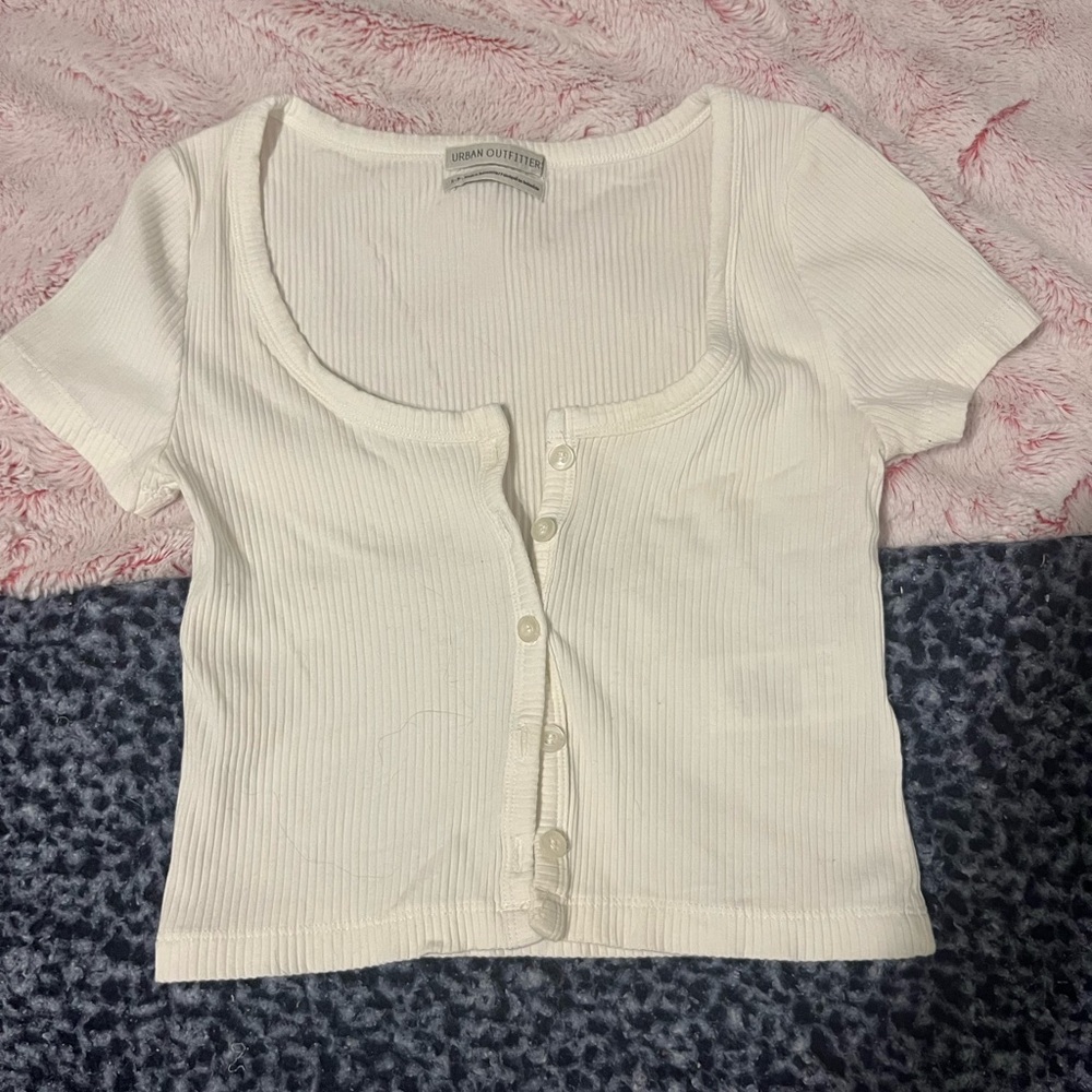 White button up Urban Outfitters crop top size s